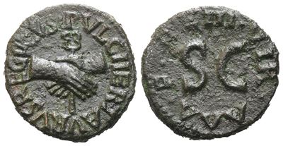 Augustus (27 Bc-14 Ad), Quadrans, Rome, 8 Bc; Æ (3 G; 16,8 MM; 3 H)