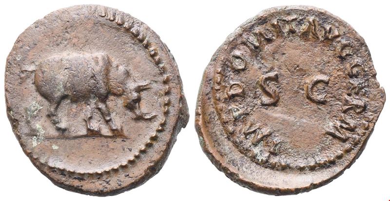 Domiziano (81-96 d.C.), Quadrante (Quadrans), Roma, 84-85 d.C.; bronzo (Æ)