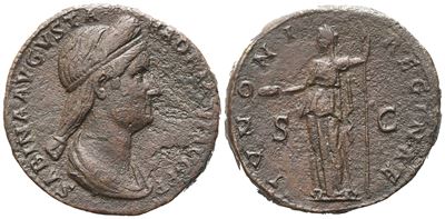 Sabina Augusta (128-136/7), Sestertius, Rome; Æ (28,67 G; 31,2 MM; 6 H)