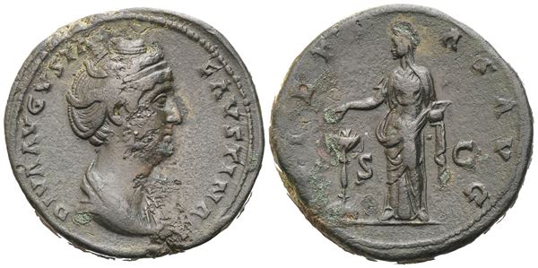 Diva Faustina I (died 141), Sestertius, Rome, after 141; Æ (26,78 g; 33,2 mm; 11 h)