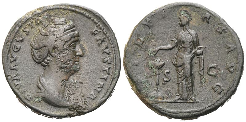 Diva Faustina i (died 141), Sestertius, Rome, After 141; Æ (26,78 G; 33,2 MM; 11 H)