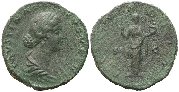 Faustina II (147-175), Sestertius struck under Marcus Aurelius, Rome, 161-175; Æ (24,76 g; 31,5 mm; 12 h)