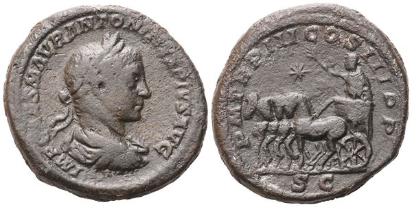 Elagabal (218-222), Sestertius, Rome, 220; Æ (23,18 g; 31,4 mm; 12 h)