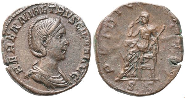 Herennia Etruscilla, Sestertius struck under Trajan Decius, Rome, 249-251; Æ (19,49 g; 28,9 mm; 12 h)