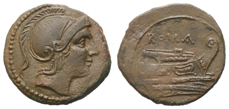 Anonymous, Quartuncia, c. 217-215 BC; Æ (2,10 g; 15,3 mm; 12 h)