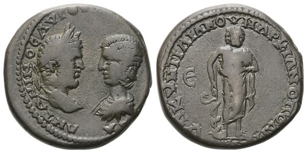 Caracalla with Julia Domna (198-217). Moesia Inferior, Marcianopolis. Æ Pentassarion.