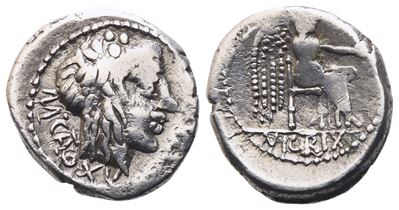 M. Porcius Cato, Quinarius, 89 Bc; Ar (2,18 G; 14,7 MM; 8 H)