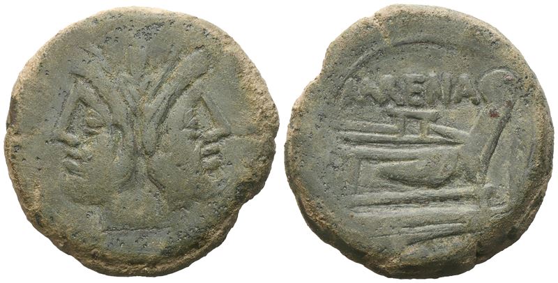 L. Licinius Murena, As, 169-158 Bc; Æ (27,24 G; 32,2 MM; 9 H)