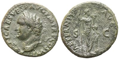 Titus (79-81), As, Rome, 80-81; Æ (9,62 G; 27 MM; 6 H)