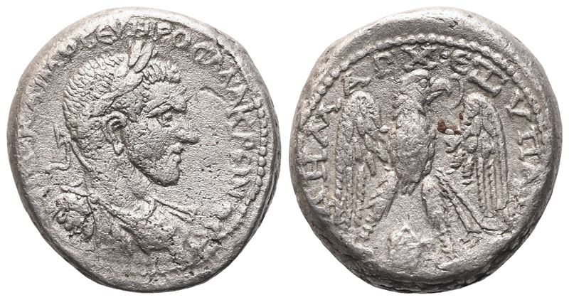 Macrinus (217-218). Mesopotamia, Edessa. Bi Tetradrachm