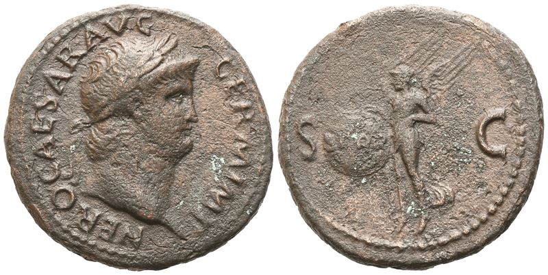 Nero (54-68) As, Rome, 65; Æ (11,53 G; 27 MM; 6 H)