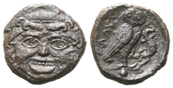 Sicily, Kamarina, c. 420-405 BC. Æ Onkia (12 mm, 1.65 g).
