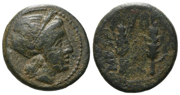 Southern Lucania, Metapontion, c. 225-200 BC. Æ (17 mm, 4.65 g).  - Auction GREEK & ROMAN PROVINCIAL COINS AND NUMISMATIC LITERATURE Including a wide selection of Alexandrian Coins from the Dattari Collection - Bertolami Fine Art - Prague