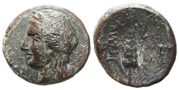Southern Lucania, Metapontion, c. 300-250 BC. Æ (15 mm, 3.42 g).  - Auction GREEK & ROMAN PROVINCIAL COINS AND NUMISMATIC LITERATURE Including a wide selection of Alexandrian Coins from the Dattari Collection - Bertolami Fine Art - Prague