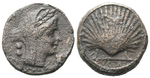 Northern Apulia, Luceria, c. 211-200 BC. Æ Biunx (18 mm, 6.82 g).  - Auction GREEK & ROMAN PROVINCIAL COINS AND NUMISMATIC LITERATURE Including a wide selection of Alexandrian Coins from the Dattari Collection - Bertolami Fine Art - Prague