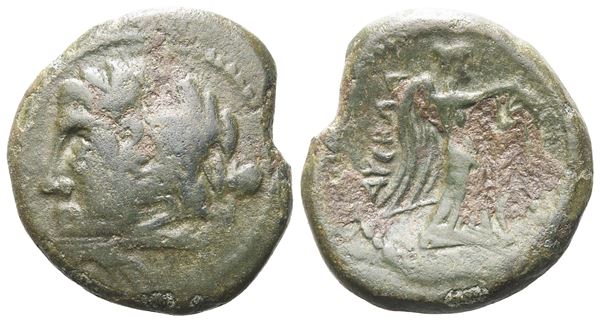 Northern Apulia, Ausculum, c. 240 BC. Æ (19 mm, 4.43 g).  - Auction GREEK & ROMAN PROVINCIAL COINS AND NUMISMATIC LITERATURE Including a wide selection of Alexandrian Coins from the Dattari Collection - Bertolami Fine Art - Prague