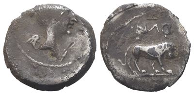 Mark Antony, Quinarius, 42 Bc; Ar (1,72 G; 14,3 MM; 11 H)