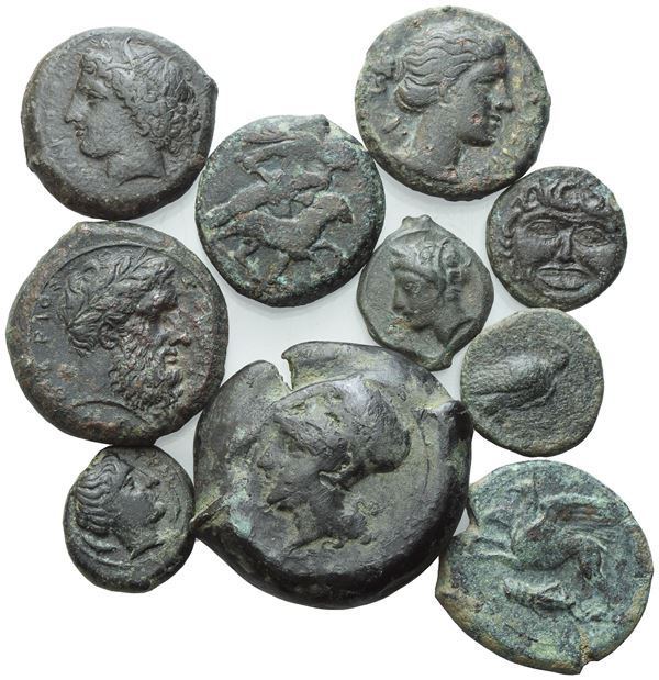 Lot of 10 Greek Æ coins to be catalogued. Lot to be sold as is, no returns.