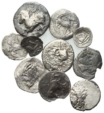 Lot Of 10 Greek Ar Coins To Be Catalogued. Lot To Be Sold As Is, No Returns.