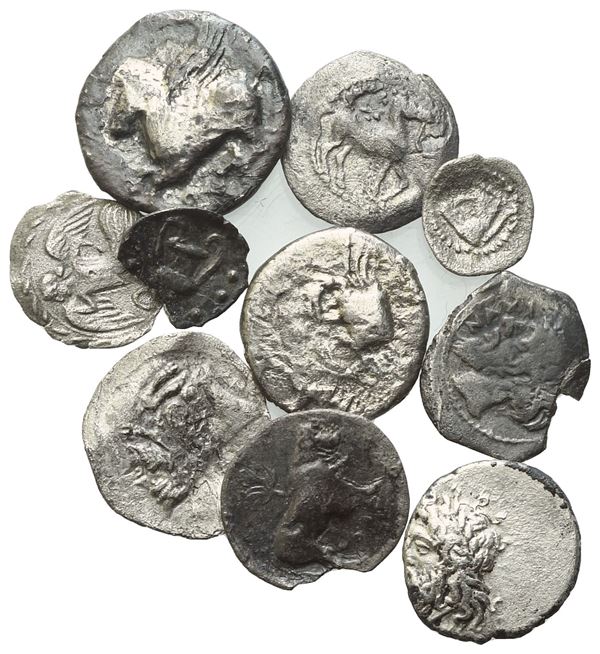 Lot of 10 Greek AR coins to be catalogued. Lot to be sold as is, no returns.