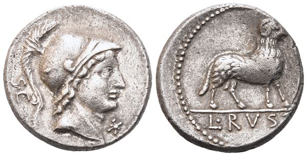L. Rustius, Denarius, Rome, 74 BC; AR (3,94 g; 17,2 mm; 7 h)