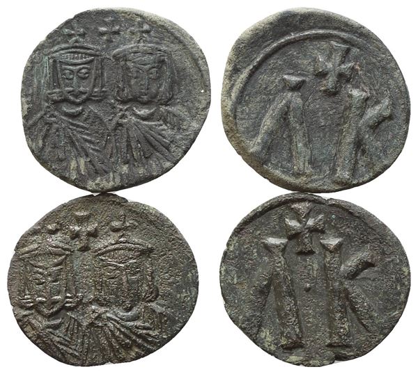Lot of 2 Byzantine Æ coins to be catalogued. Lot sold as is, no returns.