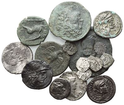 Lot Of 16 Ar And Æ Coins To Be Catalogued. Lot To Be Sold As Is, No Returns.