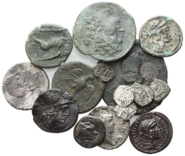 Lot of 16 AR and Æ coins to be catalogued. Lot to be sold as is, no returns.