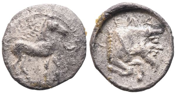Sicily, Gela, Litra, c. 465-450 BC; AR (0,64 g; 11,2 mm; 12 h)