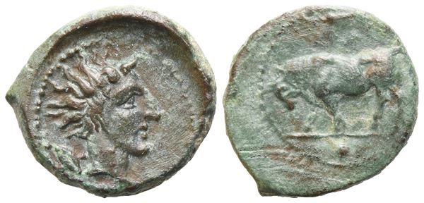 Sicily, Gela, Onkia, c. 420-405; Æ (1,12 g; 12 mm; 8 h)