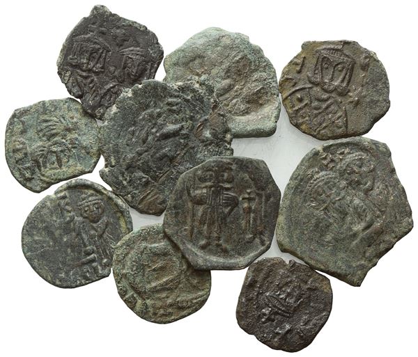 Lot of 10 Byzantine Æ coins to be catalogued. Lot sold as is, no returns.