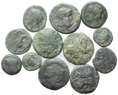 Lot Of 12 Æ Coins To Be Catalogued. Lot To Be Sold As Is. No Returns.