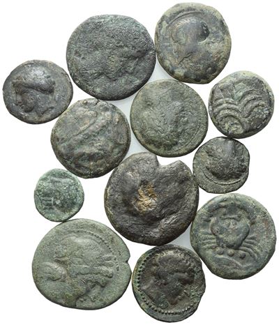 Lot Of 12 Æ Coins To Be Catalogued. Lot Sold As Is, No Returns.