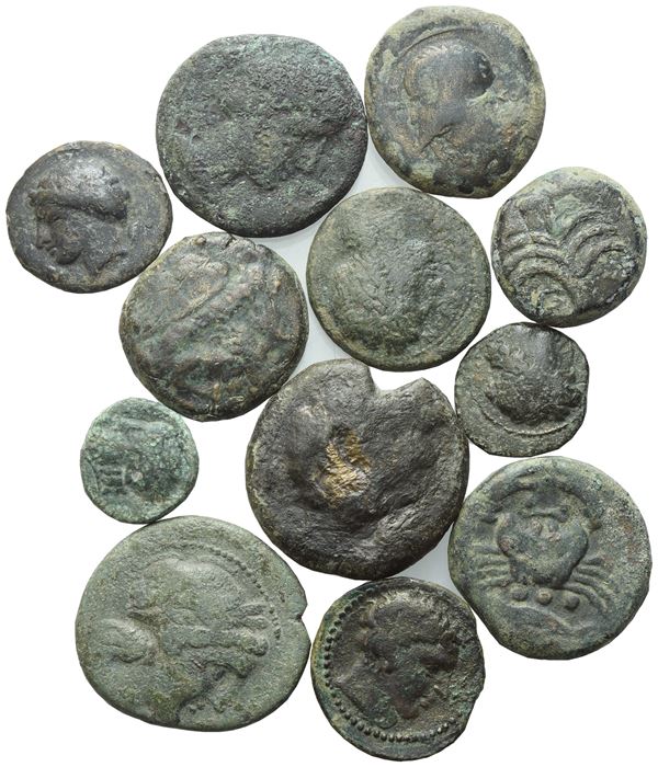 Lot of 12 Æ coins to be catalogued. Lot sold as is, no returns. 