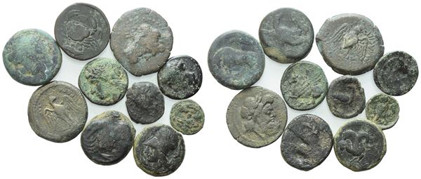  Lot of 10 Æ coins to be catalogued. Lot to be sold as is, no returns.
