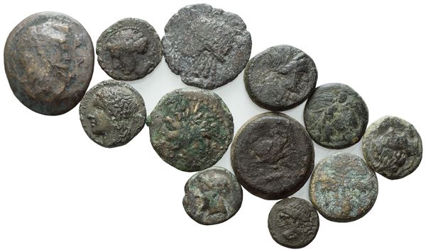  Lot of 12 Æ coins to be catalogued. Lot to be sold as is, no returns.