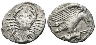 Sicily, Akragas, C. 420-410 Bc. Ar Hemidrachm (15 MM, 1.74 G).