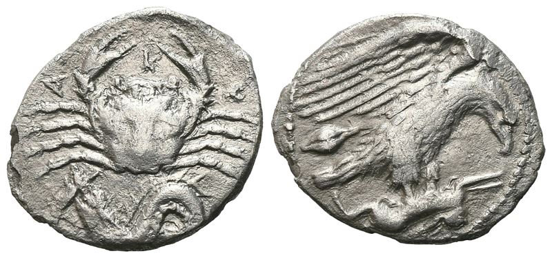 Sicily, Akragas, C. 420-410 Bc. Ar Hemidrachm (15 MM, 1.74 G).