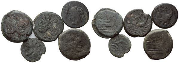  Lot of 10 Roman Republican Æ coins to be catalogued. Lot to be sold as is, no returns.