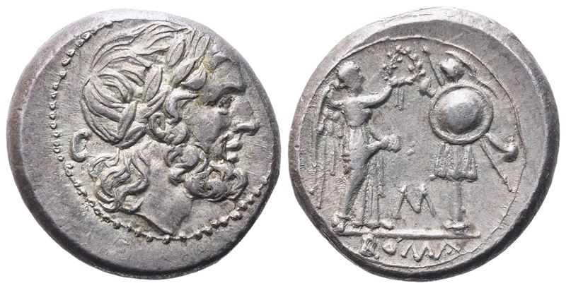Anonymous, Victoriatus, 211-208 BC; AR (3,31 g; 16 mm; 1 h)