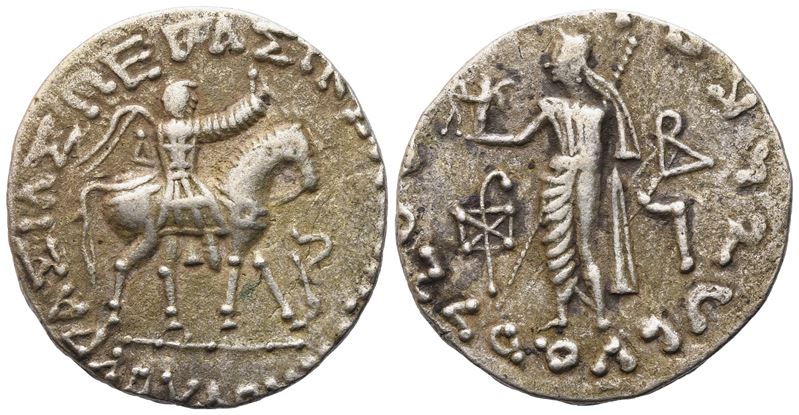 Indo-scythian Kingdom, Azes (C. 58-12 Bc), Tetradrachm, Taxila; Ar (9,31 G; 24,3 MM; 10 H)