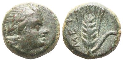 Lucania, Metapontion (C. 300-250 Bc), Æ (1,48 G; 10 MM; 6 H)