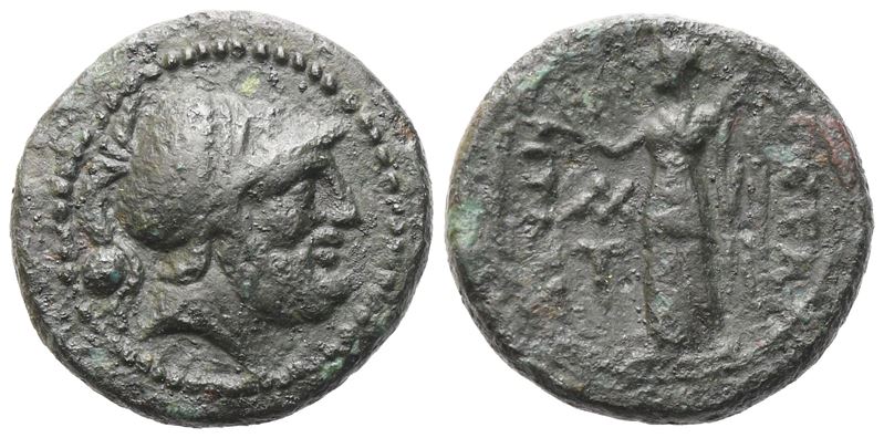 Bruttium, Petelia, Onkia ridotto, circa 216-204 a.C.; Æ (1,54 g; 12,5 mm; 1 h)