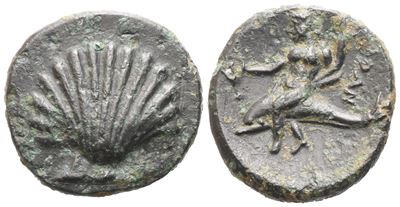 Calabria, Tarentum, Bronze, C. 281-209 Bc; Æ (2,17 G; 14,4 MM; 3 H)