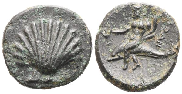 Calabria, Tarentum, Bronze, c. 281-209 BC; Æ (2,17 g; 14,4 mm; 3 h)