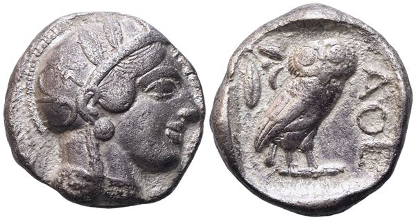 Attica, Athens, Tetradrachm, c. 454-404 BC; AR (16,19 g; 24,3 mm; 8 h) 