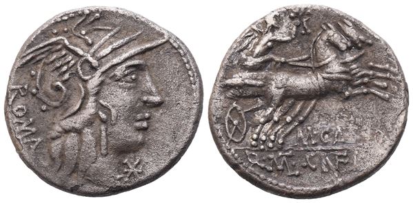 Marcus Calidius, Q. Metellus and Cn. Fulvius, Denarius, Rome, 117-116 BC; AR (3,90 g; 18,4 mm; 1 h)