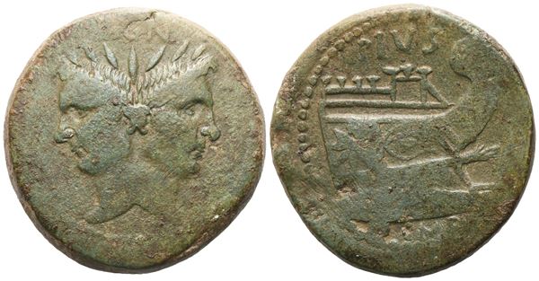 Sextus Pompey, As, Sicily, 45 BC; Æ (25,80 g; 31,9 mm; 12 h)
