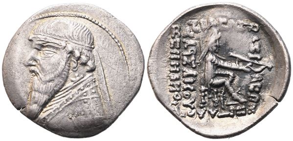 Kings of Parthia, Mithradates II, Drachm, Ekbatana, 109-96/5 BC; AR (3,96 g; 22,5 mm; 12 h)