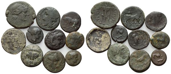  Lot of 10 Æ coins to be catalogued. Lot to be sold as is, no returns.